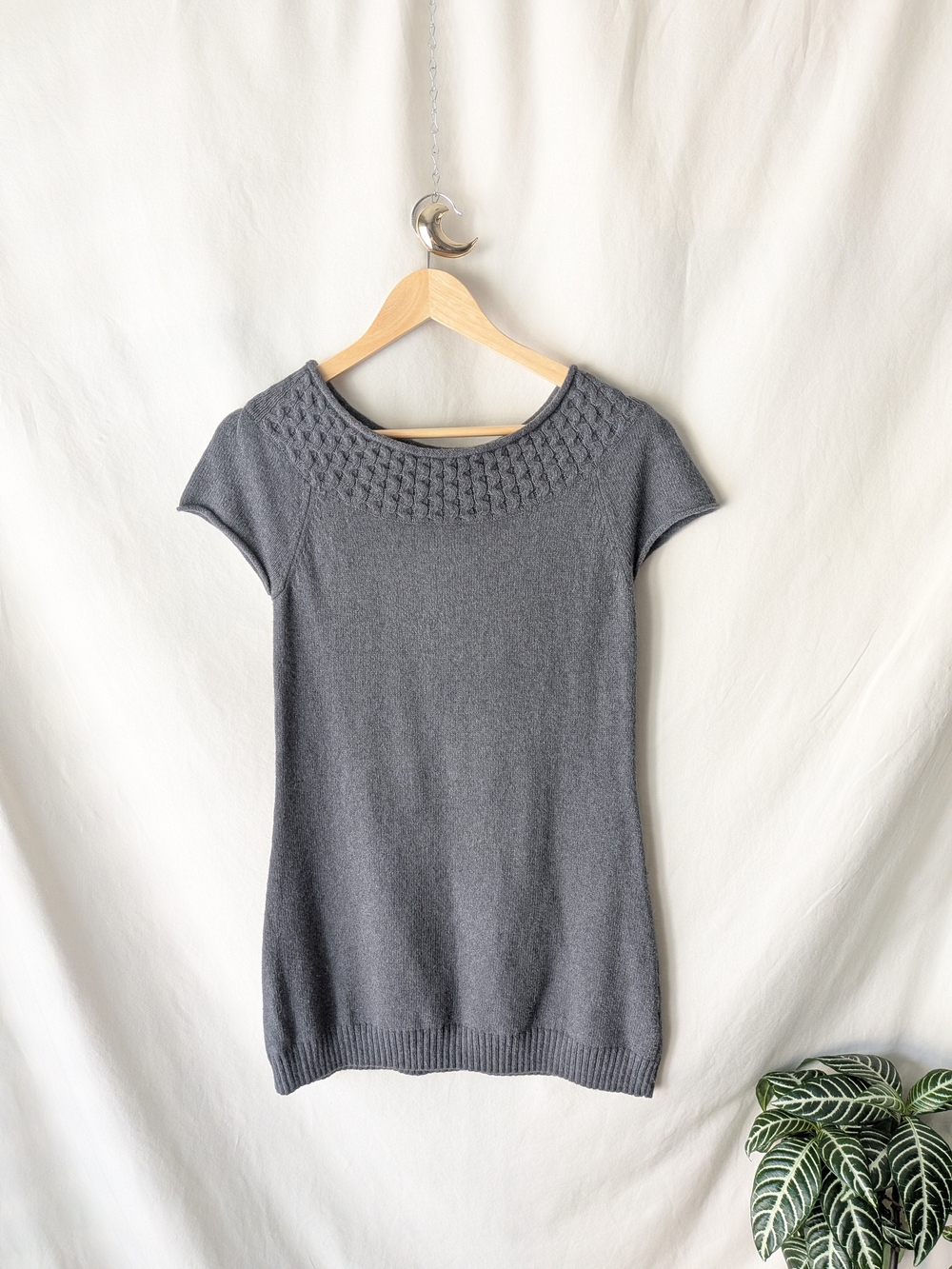 Kaisely Gray Angora Blend Cable Knit Sweater Dress
